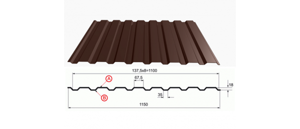 Профнастил коричневый оцинкованный  RAL 8017 С-20 купить недорого в Мытищах