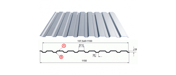 Профнастил оцинкованный С-20 1100x2500 купить недорого в Мытищах