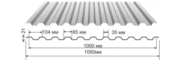 Профнастил оцинкованный С-21 1050x3000 купить недорого в Мытищах